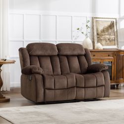 New 62” Microsuede Reclining Loveseat – Manual Recliner Couch – $900 Retail – Delivery Available