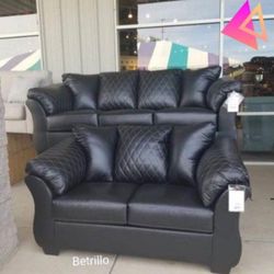 Betrillo Black Microfiber Sofa An Loveseat 🤩 Brand New 💥 2 Piece Living Room Set✅ 