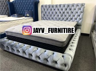 New Queen bed frame with mattress