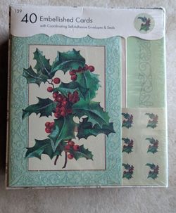 40 Christmas Cards In Decorative Box