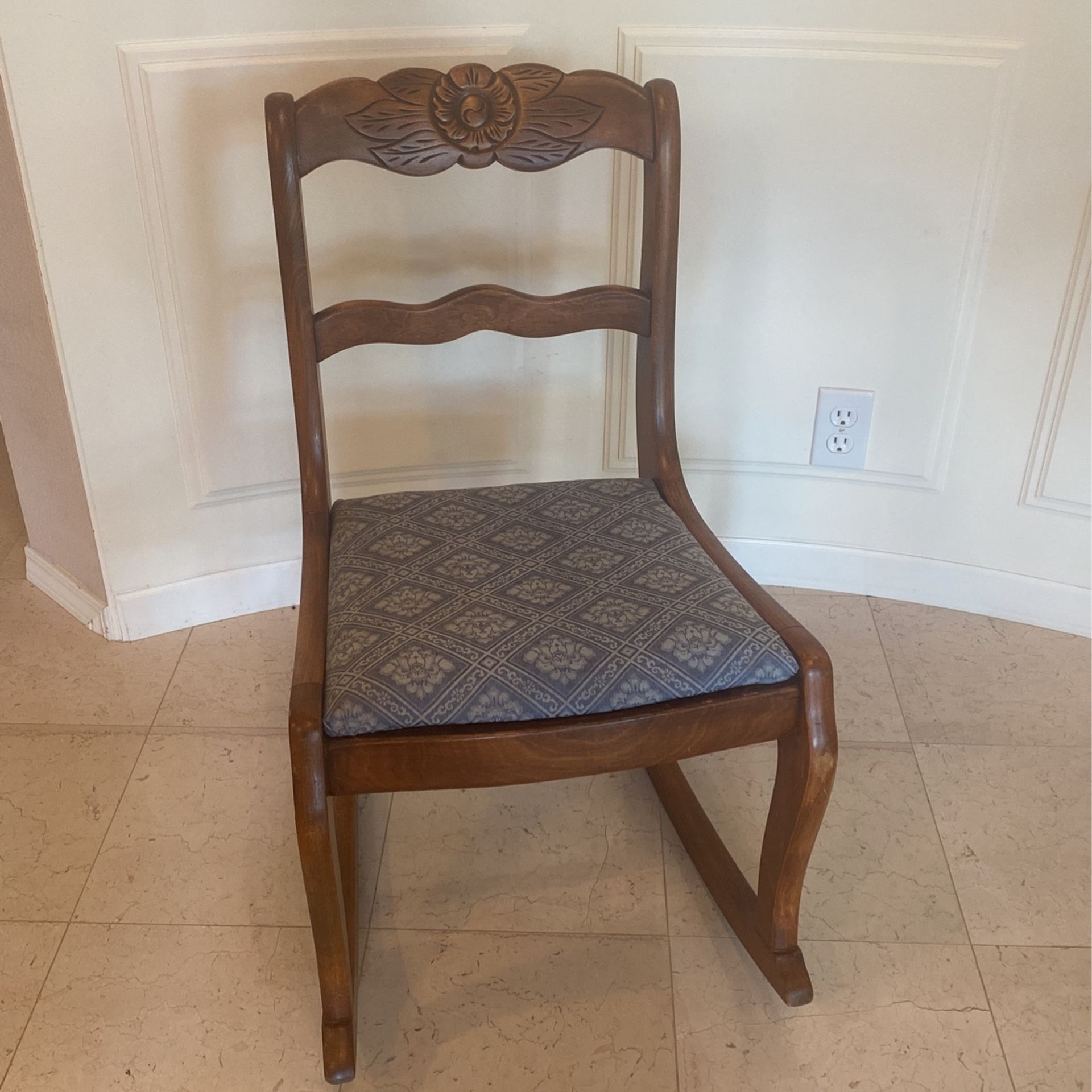 Antique Rose Carved Vintage Rocking Chair