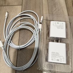 New 2 Pack 45W USB C Wall Charger Fast Charging with 6FT