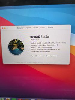MacBook Pro 2020 Intel i5 with touch bar