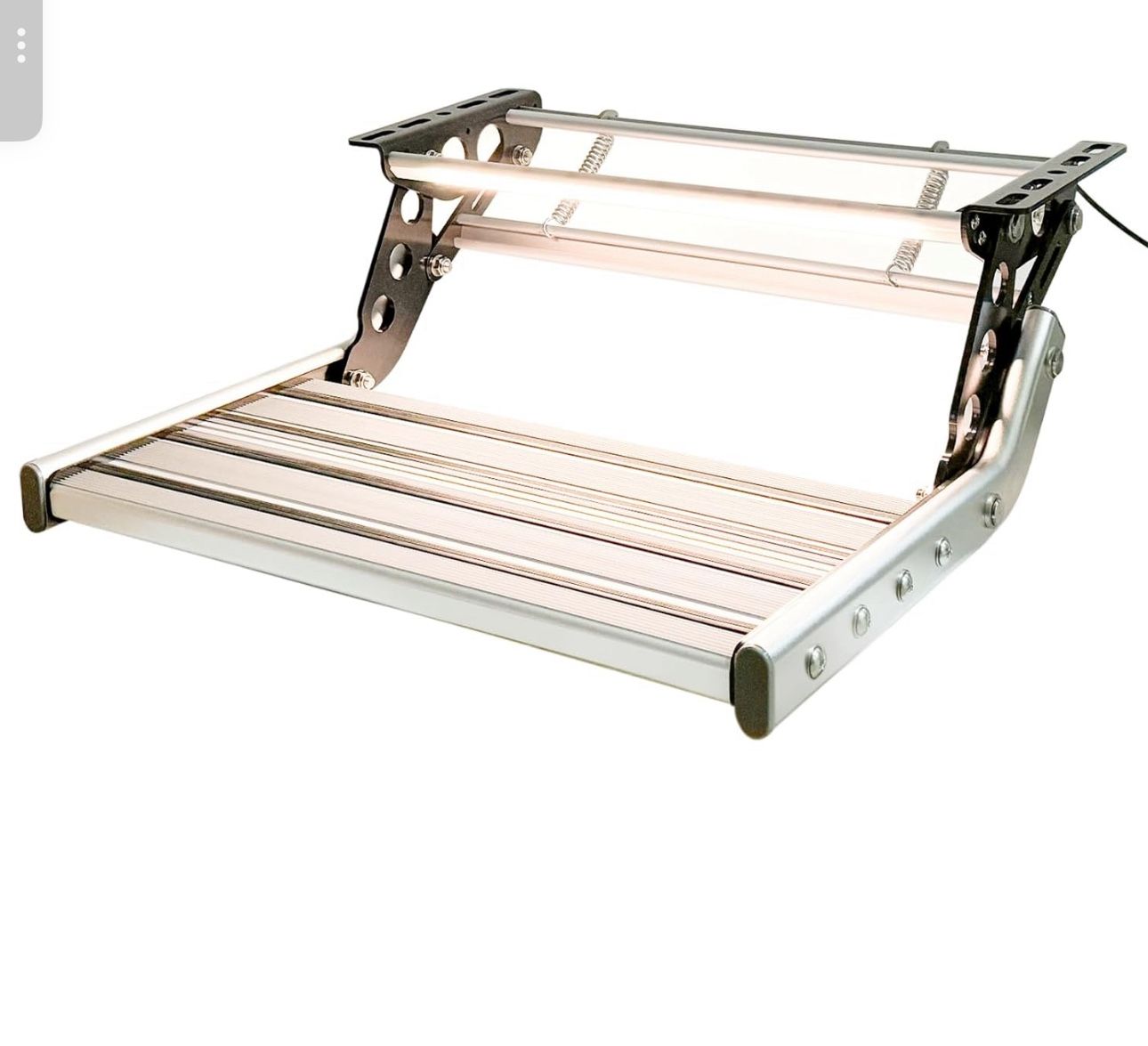 Just-V RV Camper Steps Single Drop Down Steps One-Hand Expand or Collapse Manual RV Stairs Folding Stable Ladders with Non-Slip Rubber Feet and Lumino