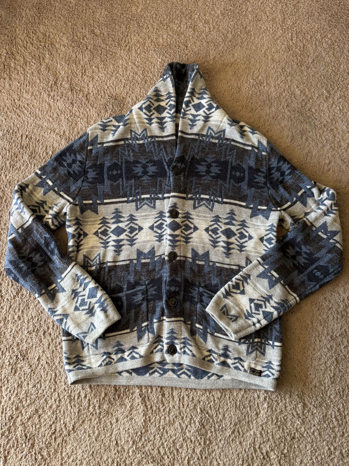 Men’s Lucky Brand Southwest Aztec Shawl Neck Cardigan Button Front