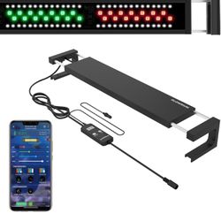 Smart Aquarium Light,App with Bluetooth + WiFi Dual Control,Multi-Zone Spectrum and Brightness Adjust for Freshwater Fish Tank,Anti-Drop with Real Tim