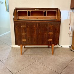 Mid Century Modern Rosewood & Mahogany Rolltop Desk by Egon Ostergaard for SMI