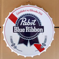 Pabst Blue Ribbon Tin Metal Beer Bar Sign 