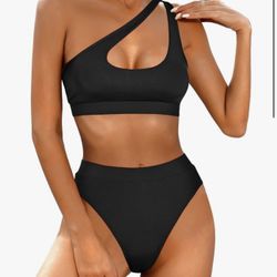 Black Bikini Set with Sarong - Size M