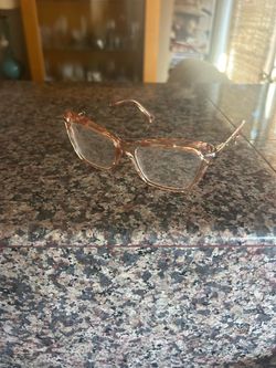 Clear Peach Pink Cat-Eye crystal Eyeglass Frames