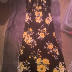 Black Dress with Yellow Floral Pattern