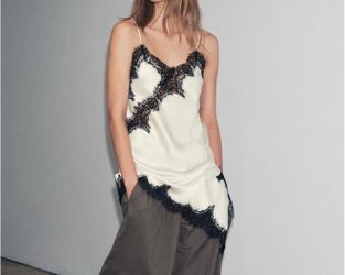 Lace Mini Slip Dress Shirt Satin (small)