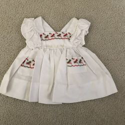 Vtg white dress with bird embroidery - sz 9 months.