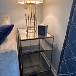 Glass And Gold End Table