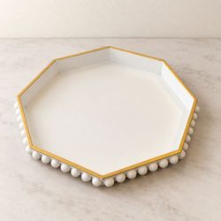 Octagonal Decorative Tray with Gold Edge