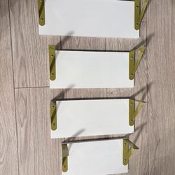 Four Available White And Gold Wall Shelves