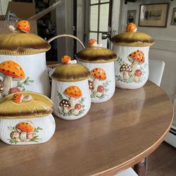 Vintage Merry Mushroom Containers