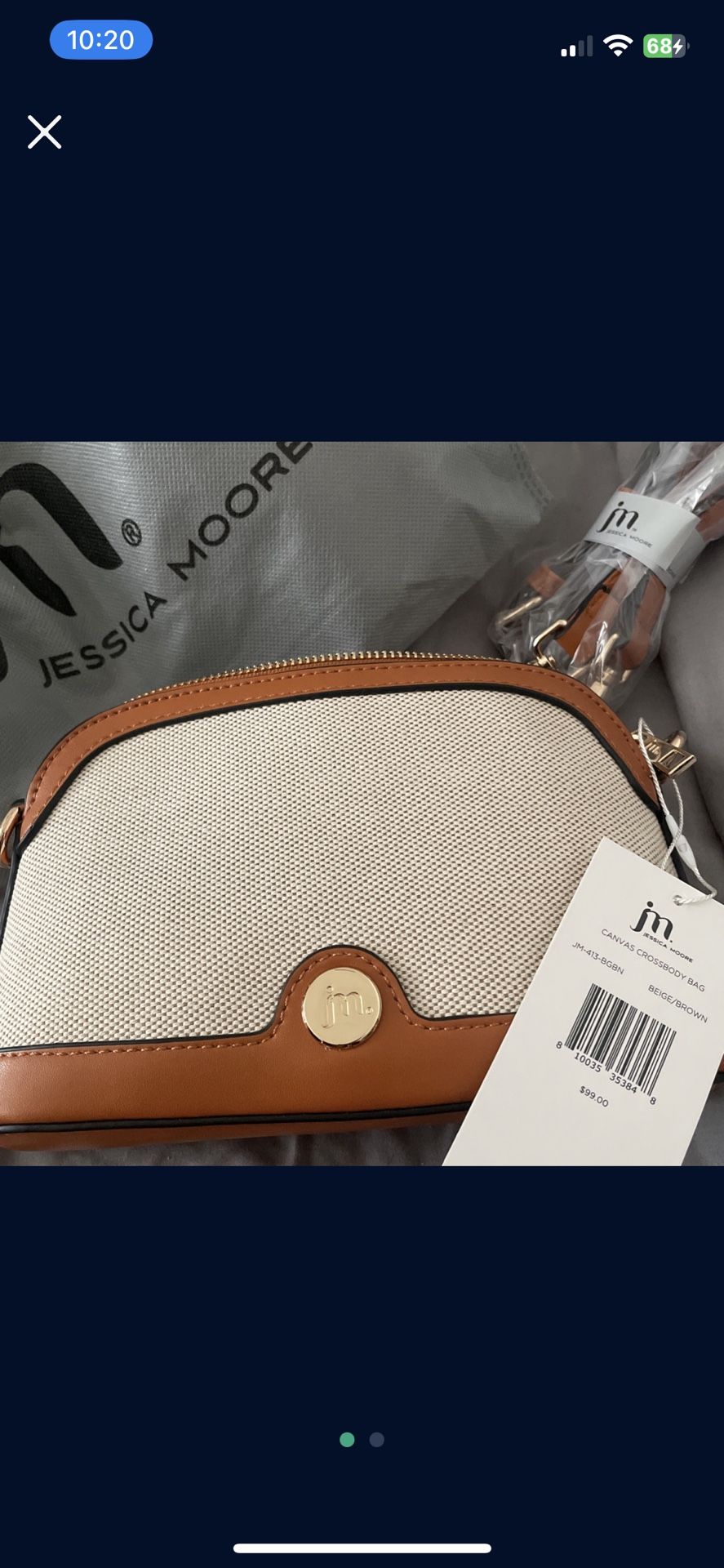 Canvas Crossbody Bag New With Tags