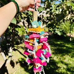 Bird Parakeet Parrot Natural Wooden Chew Toy Cage Hanging New condition 