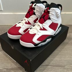 Air Jordan 6 Retro White/ Carmine-Black 9.5