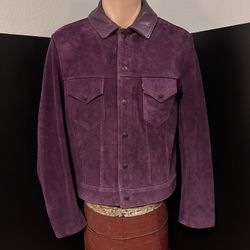 Levi LVC Rough Out Big-E Men’s Suede Trucker Jacket, Purple Small