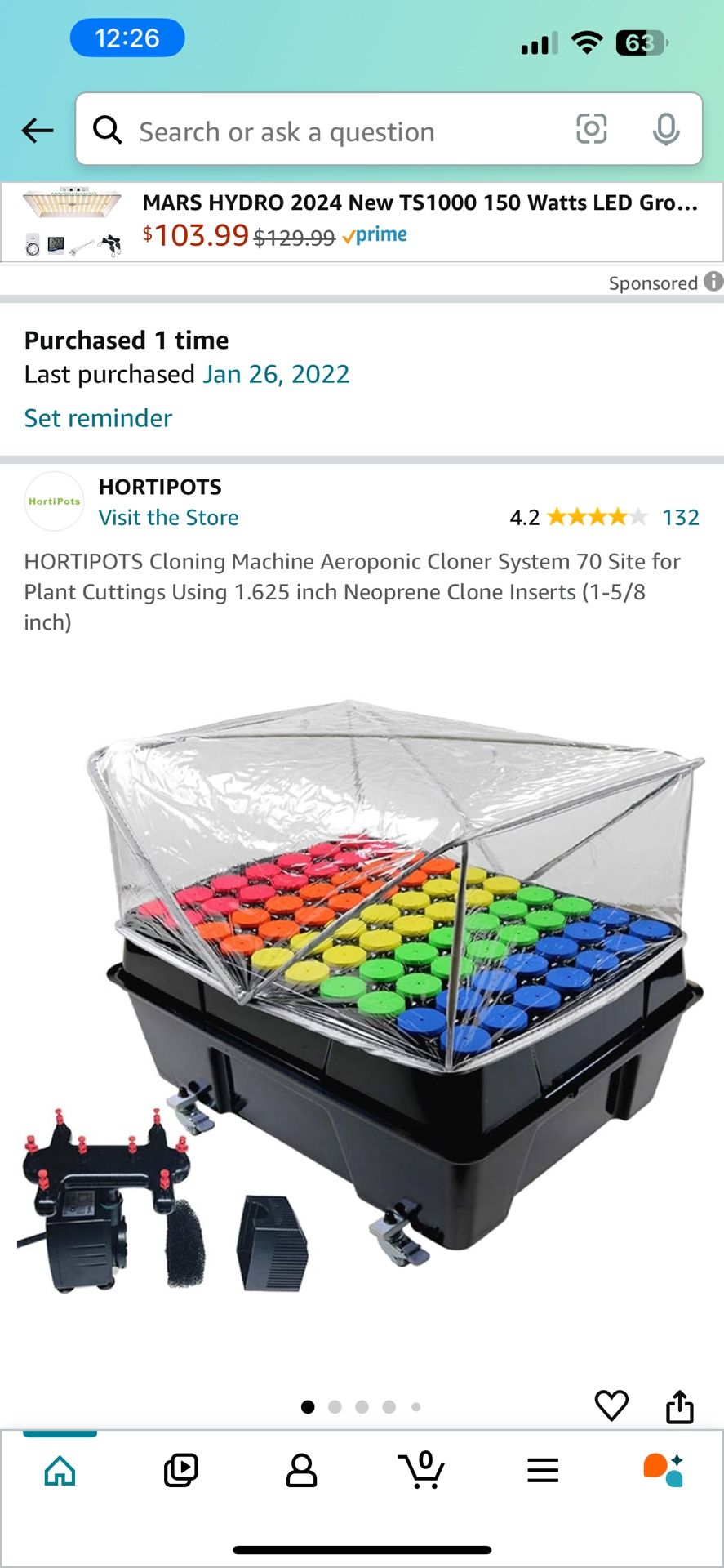 HORTIPOTS Clounuing Machine Aeroponic Cloner Systuem 70 Site for Plant Cuttings Using 1.625 inch Neopr
