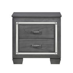 Glamour reigns in the design of the Allura Collection. Framing the nightstand is a decorative beveled mirror accent that enhances the illumination fro