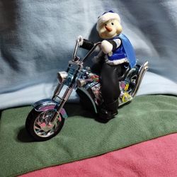 Riding Moving Snowman On Motorcycle With Music And Lights
