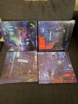 Cyberpunk City Canvas Art Prints Set of 4