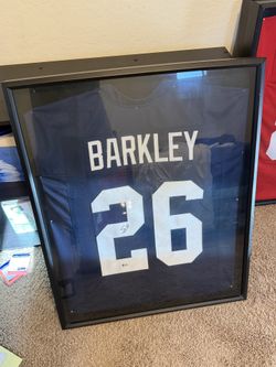 Framed Autographed Saquon Barkley Penn State Nittany Lions Jersey