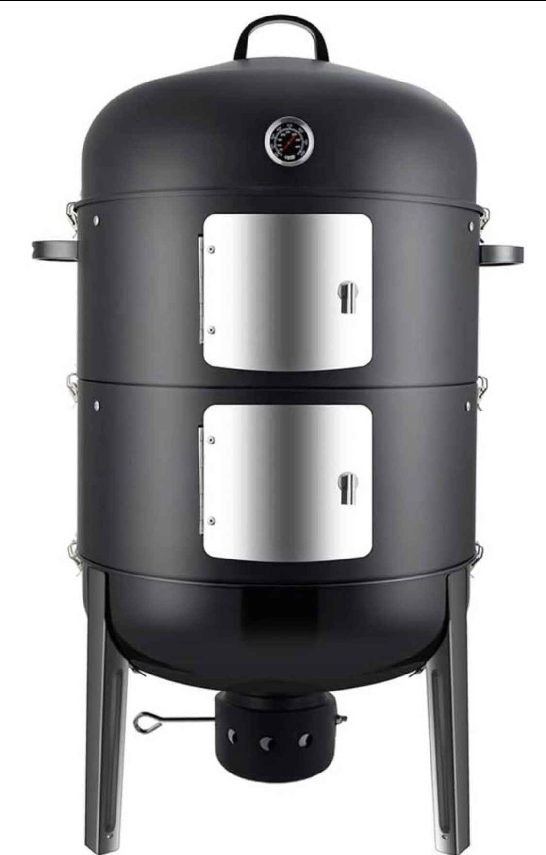 New - Realcook Charcoal BBQ Smoker Grill - 20 Inch Vertical Smoker for Outdoor Cooking Grilling 