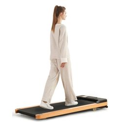 Maksone 2.25HP Installation-Free Under Desk Natural Wood Treadmill with Remote Control