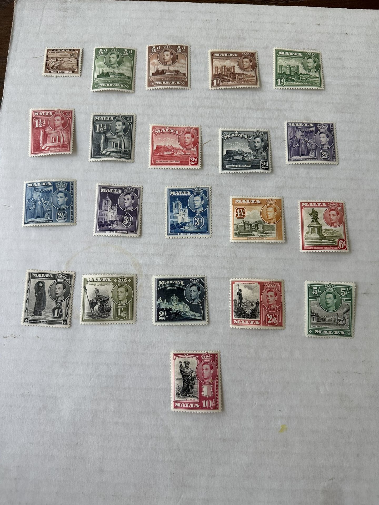 Malta Complete Set Of King George VI 191-205 Stamps 
