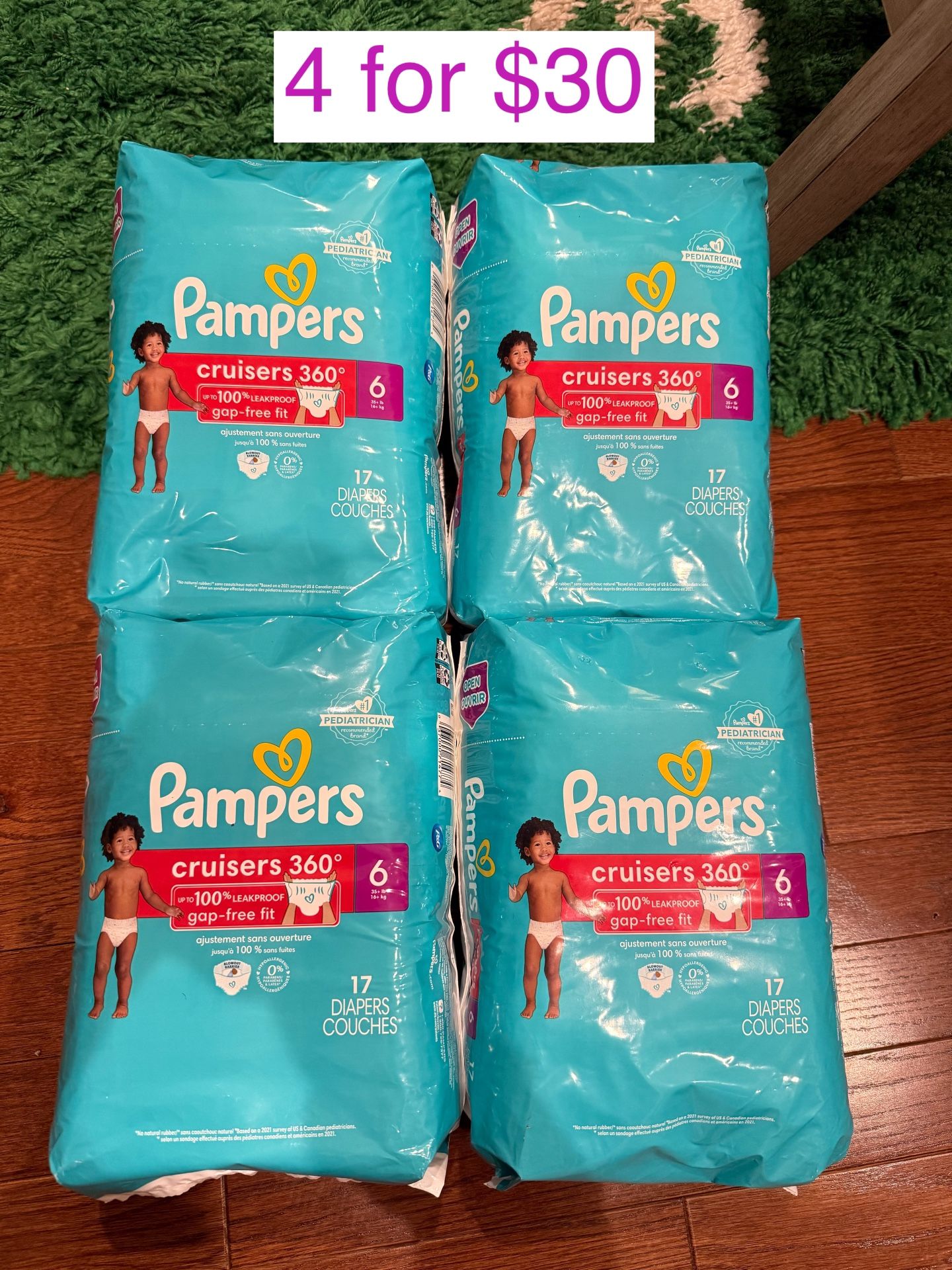 Pampers cruisers 360 size 6 4 for$30