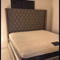 King Size Bed Frame + Mattress – Good Condition