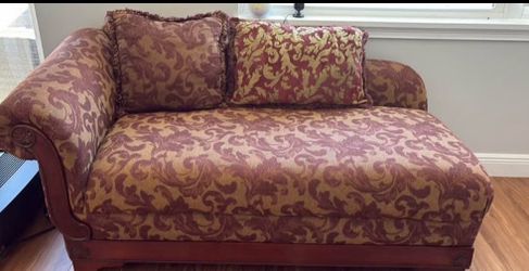 Chaise Lounge with Damask Upholstery