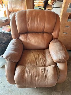2x  Brown leather manual recliner