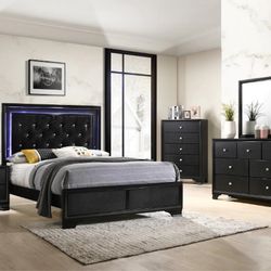 Bedroom Set Dresser Mirror Queen Bed Nightstand 