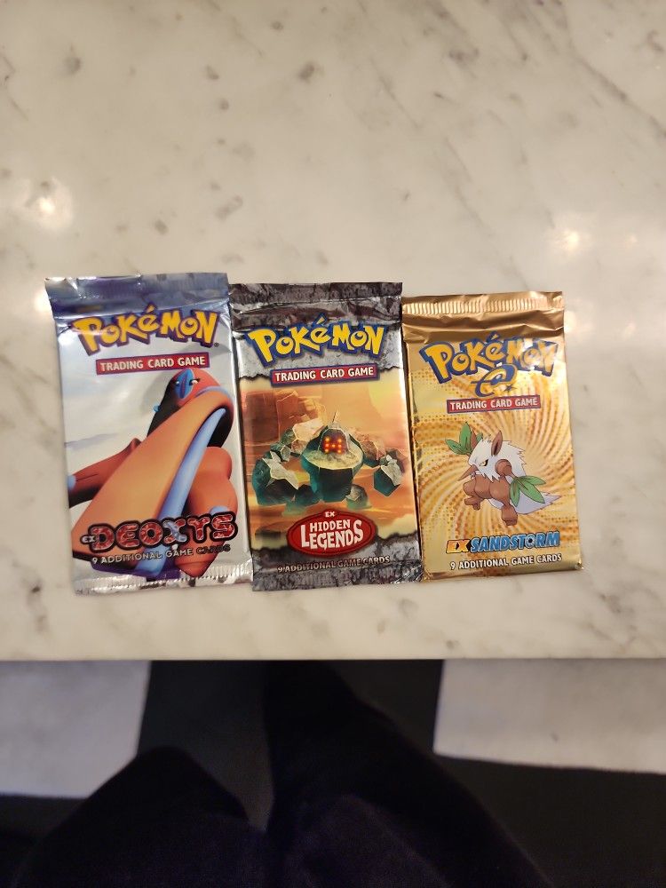 Pokemon Ex Deoxys Pack(2005) Pokemon Ex Sandstorm(2003) Pokemon Hidden Legends(2003)