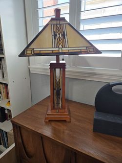 Robert Louis Tiffany "Walnut Mission Collection" Table Lamps (Pair)