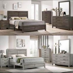 4- Pc Bedroom set Dresser,Mirror Nightstand (1) Queen size bed frame Not including Mattress and Box Sp