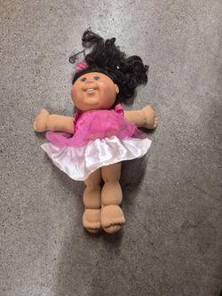 Cabbage Patch Kid 14 Inch Doll In Pink Glitter Princess Gown Black Hair