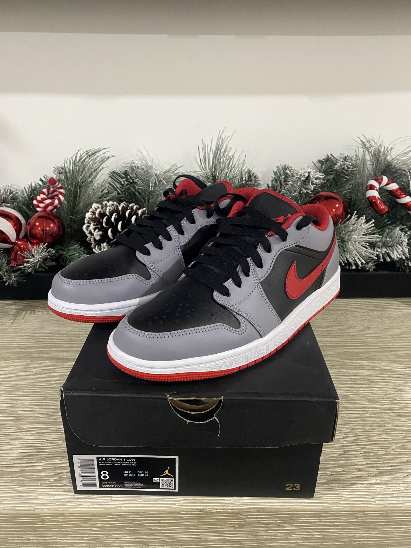 Nike Air Jordan 1 Low – Black/Fire Red-Cement Grey