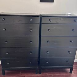 Set Of 2 Black Tall Dressers Cajoneras Wardrobes 