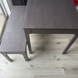 Dining Table with Leaf and Bench