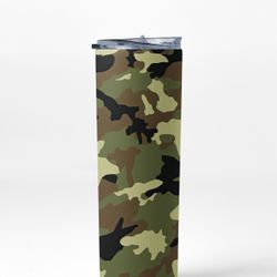 Camouflage Design Insulated Stainless Steel Tumbler with Lid and Straw, 20 oz