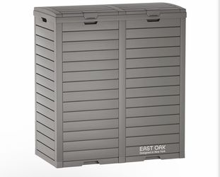 EAST OAK 76 Gallon Outdoor Trash Can, Waterproof Resin Garbage Can with Tiered Lid and Drip Tray, Outside Trash Bin for Patio, Kitchen, Backyard, Deck