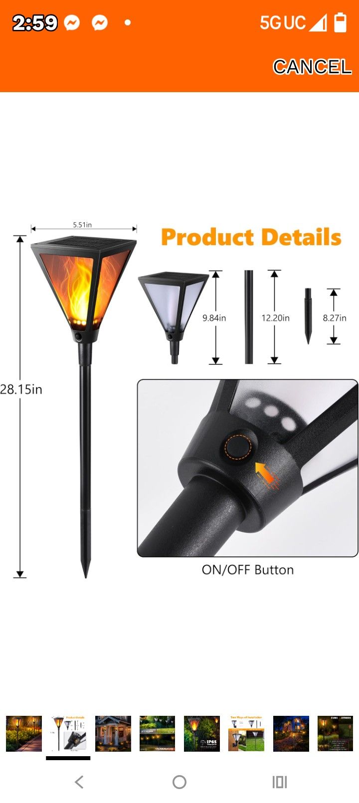 Pair Of Solar Torch Lights