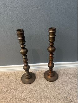 Pair of Tall Brass Candlesticks