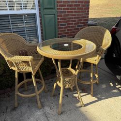 Wicker Bar Table and Chairs Set